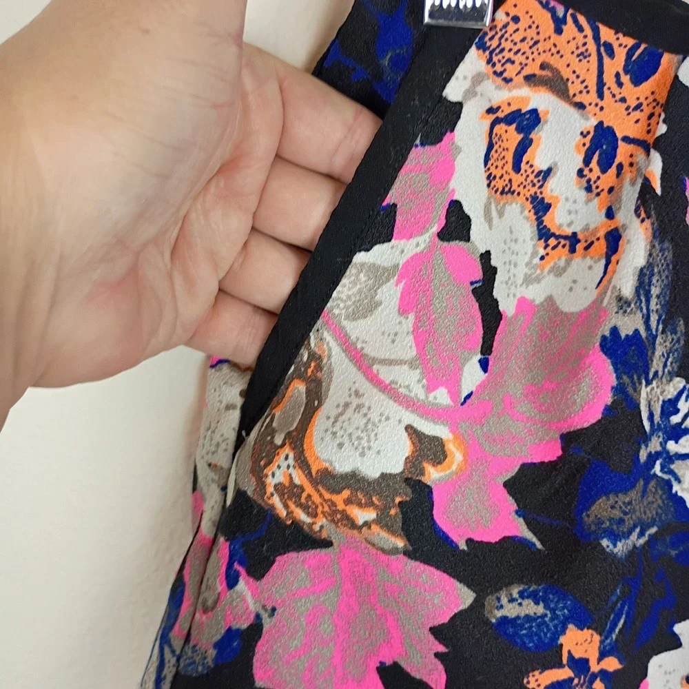Sugarlips Women Floral High Waisted Shorts Pink Blue Black Exposed Zipper Small